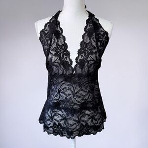 Lane Bryant Lingerie Black Lace Halter Top 22/24 3X